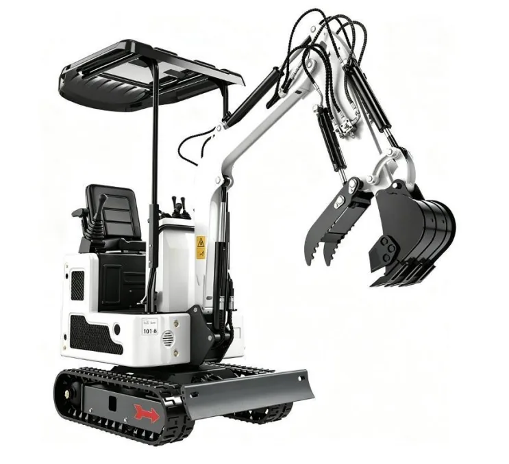 White mini excavator with a canopy